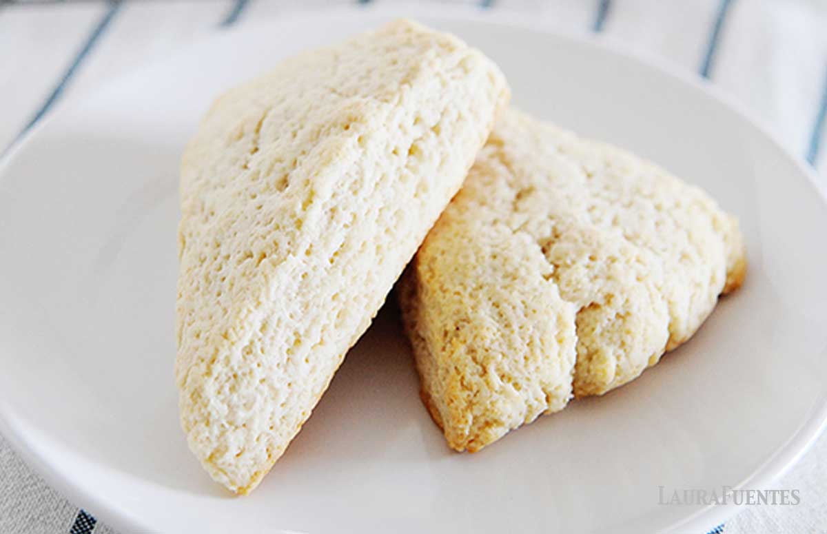 two cream scones in a plate