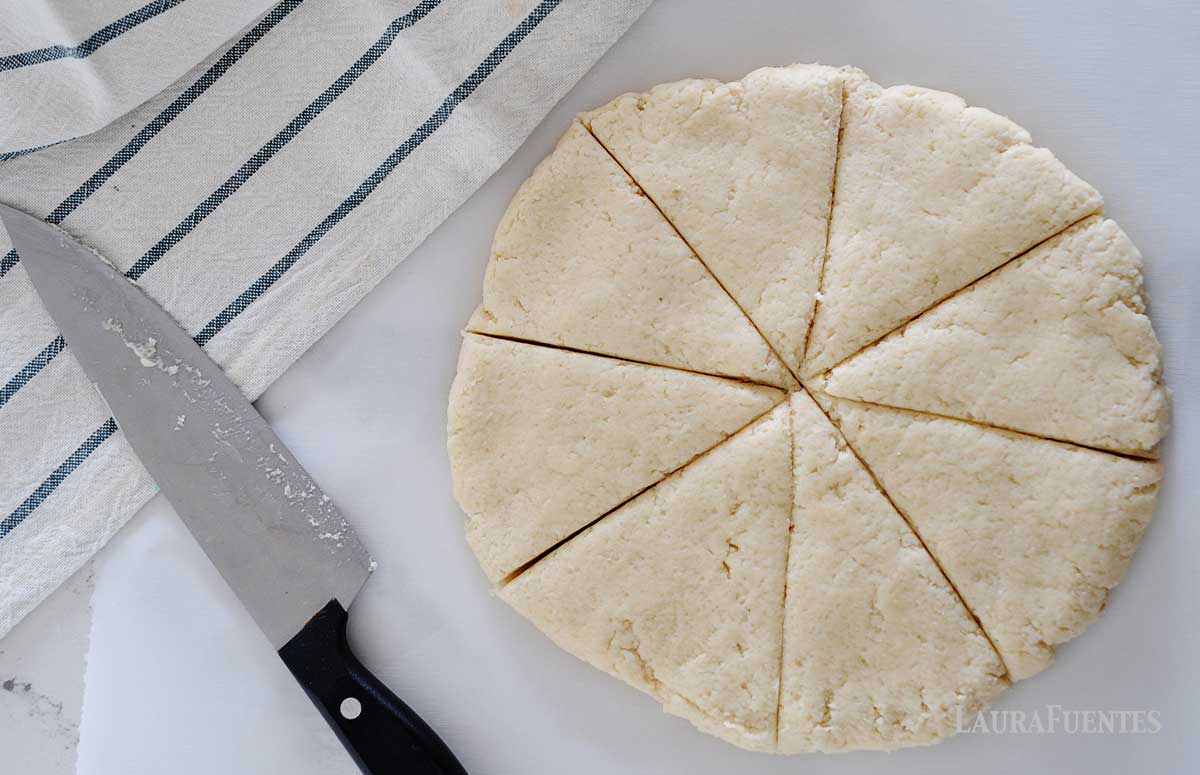 scone dough cut in triangles
