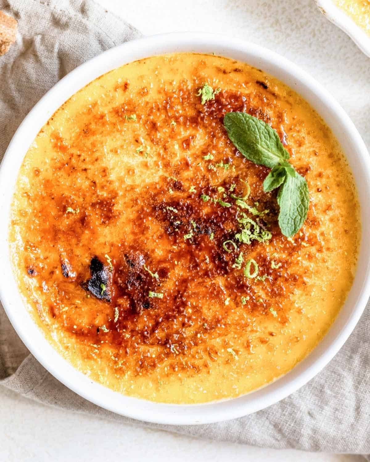 top view of pumpkin creme brulee