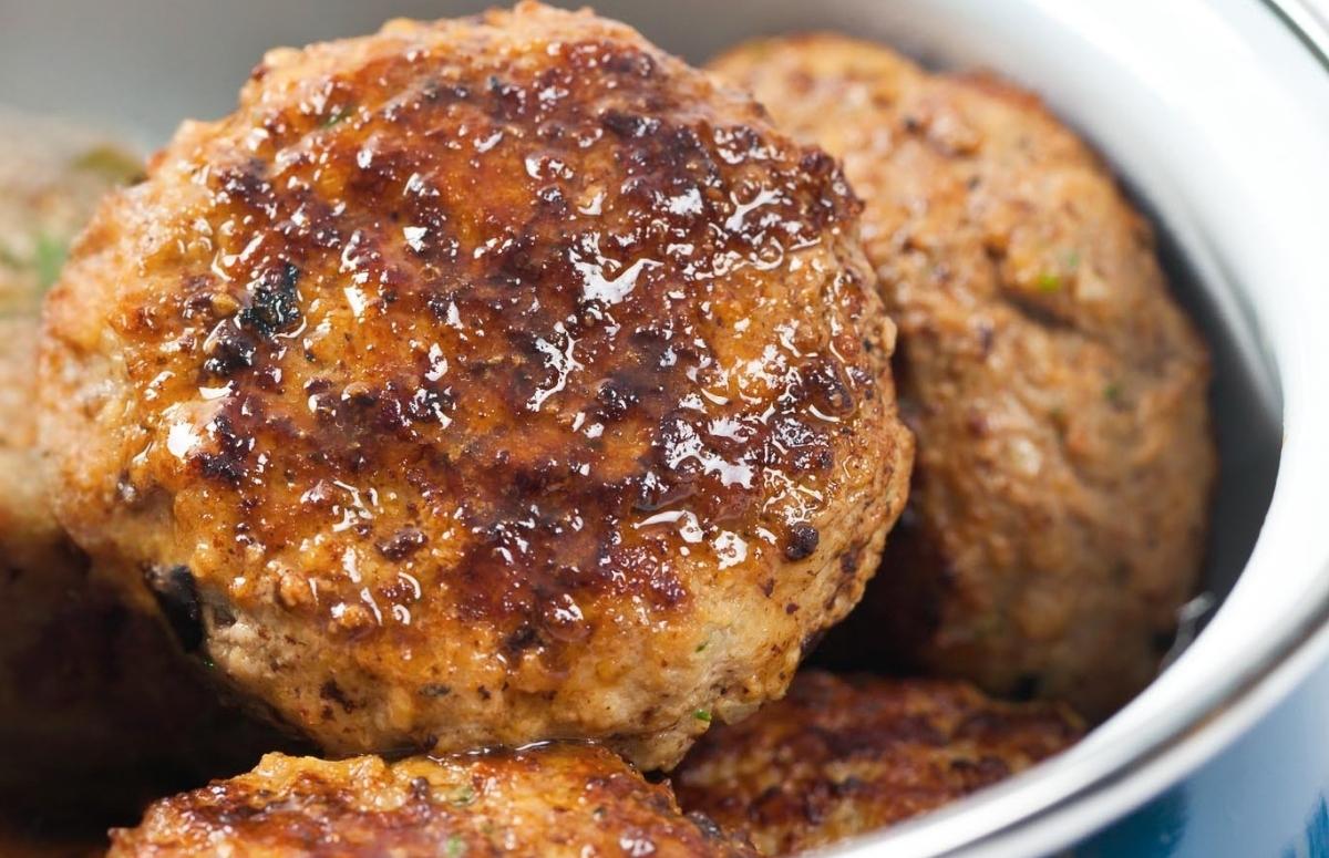 close up of sausage patties