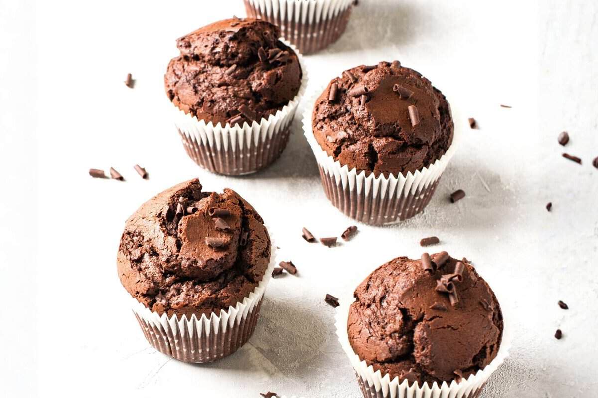 four chocolate zucchini muffins
