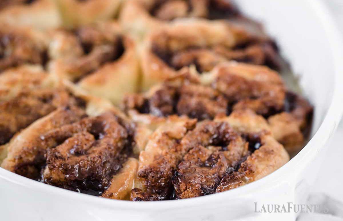 large baking pan of whole wheat cinnamon rolls