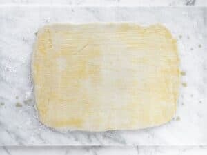 cinnamon roll dough in the counter
