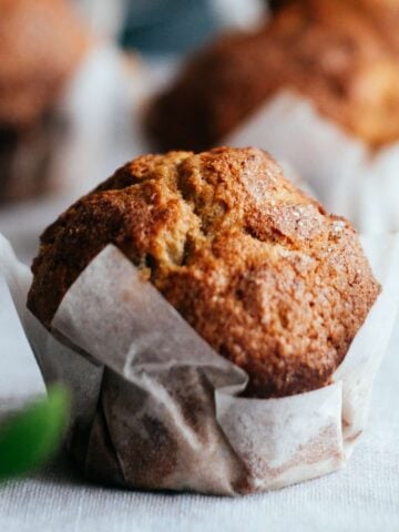 close up of a gluten free morning glory muffin