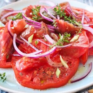 Creole Tomato salad on a plate
