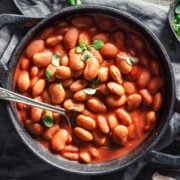 a pot with Italian Baked Beans