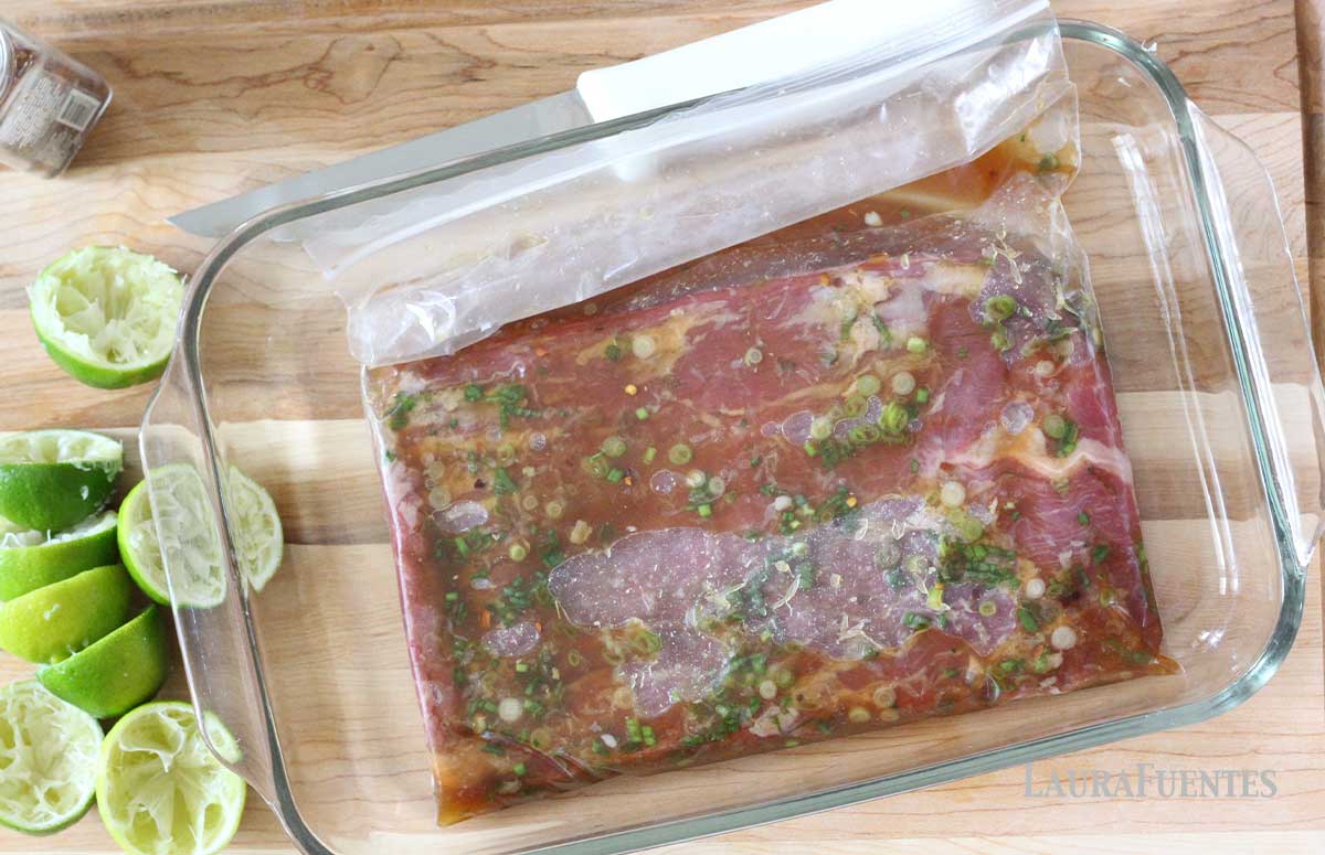 flank steak in a lime marinade