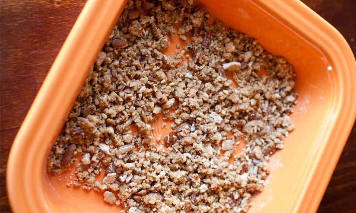 baking dish with graham cracker crust