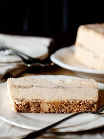 a slice of frozen pumpkin pie