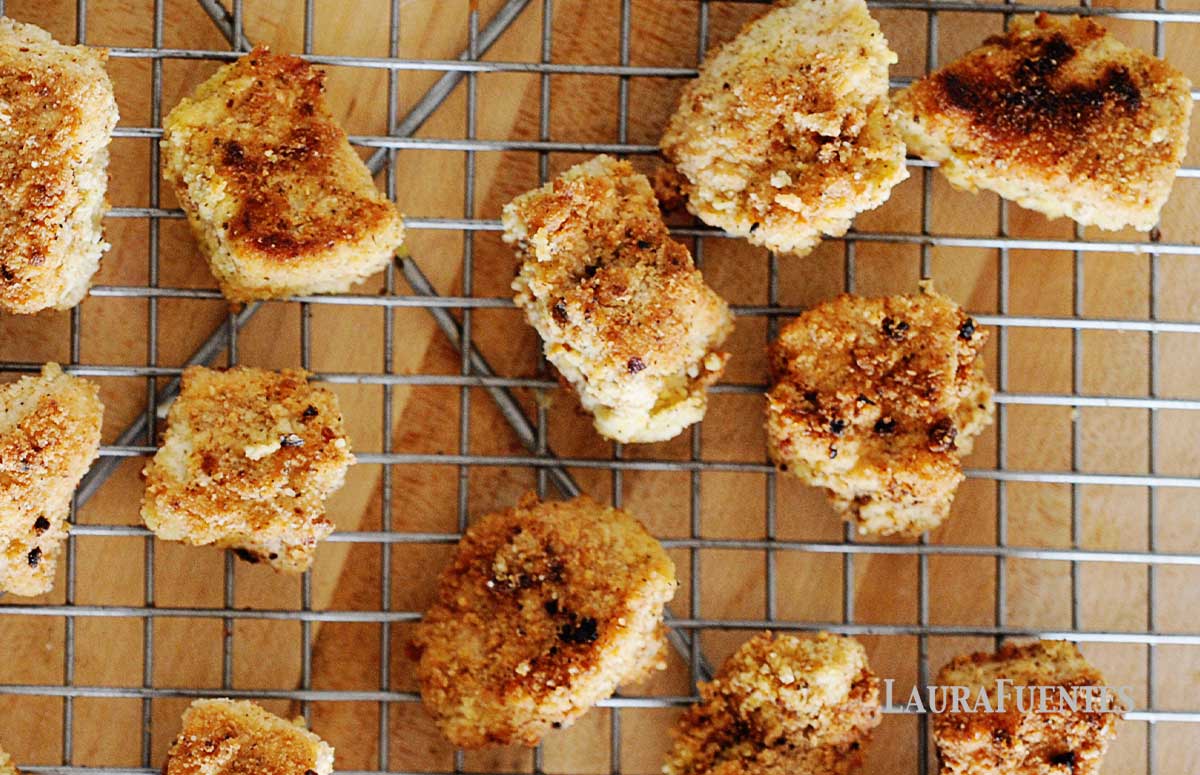 chicken nuggets over a cooling rack