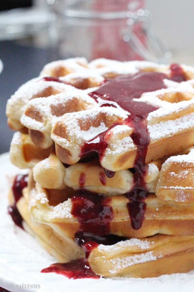 Easy Greek Yogurt Waffles with Cherry Sauce Laura Fuentes