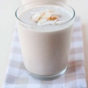 a glass of coconut milk smoothie