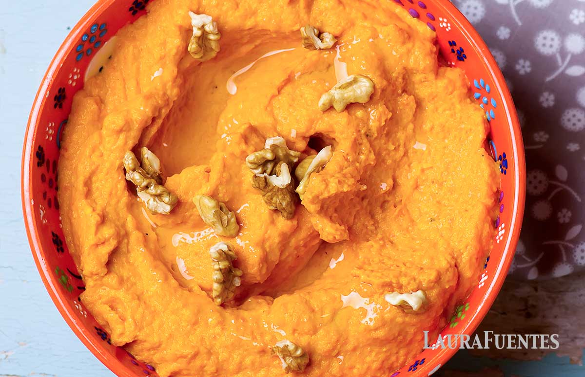 small bowl of sweet potato hummus