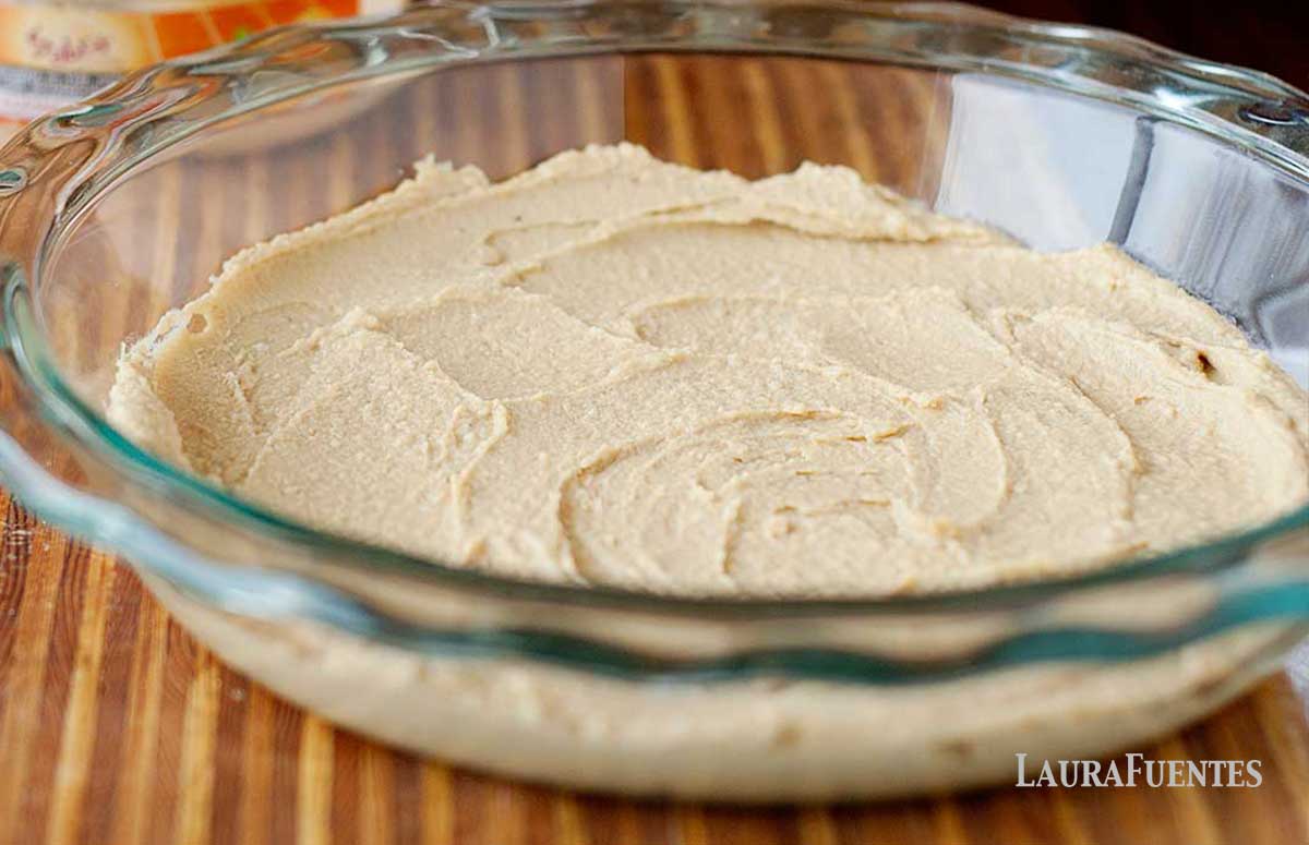 hummus in a glass bowl