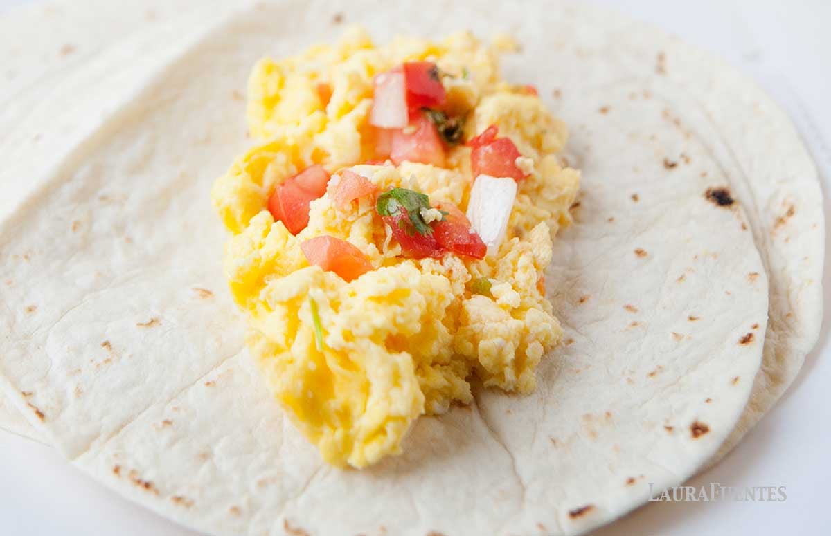 breakfast burritos ready to be wrapped