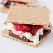three strawberry s'mores in a row