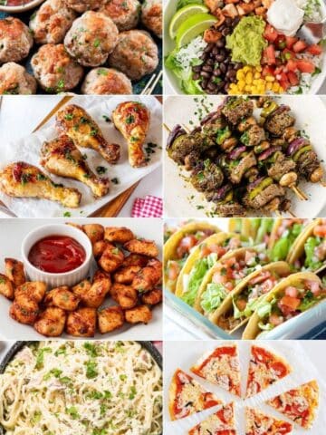 image collage of eight dinner ideas for kids