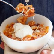stovetop lasagna served in a bowl