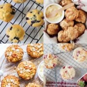 an image collage of healthy muffin recipes for breakfast