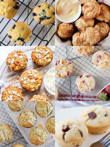 an image collage of healthy muffin recipes for breakfast