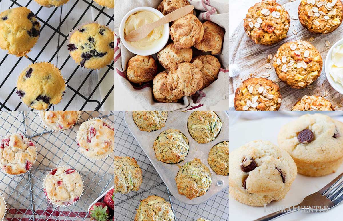 an image collage of healthy muffin recipes for breakfast