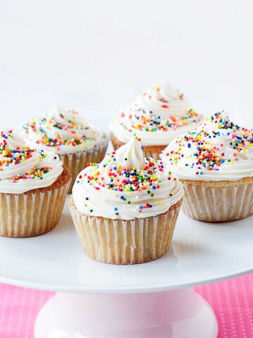 yellow cupcakes on a white plate