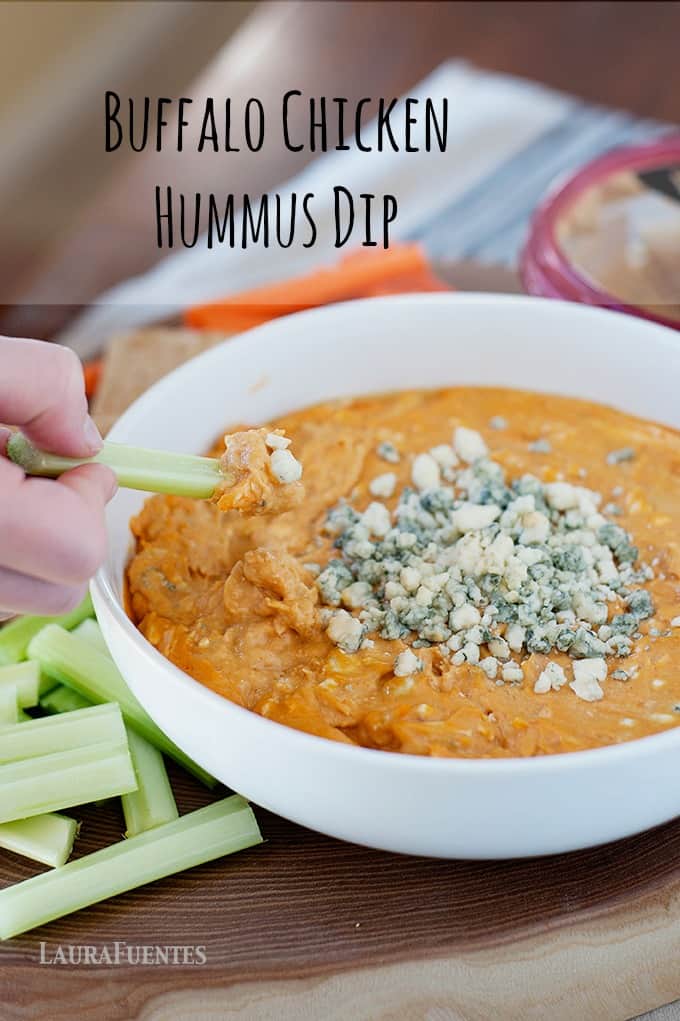 Buffalo Chicken Hummus Dip - This buffalo chicken dip recipe is unlike anything you've seen before. It's the perfect gameday recipe and one your family and friends will ask you for the recipe!