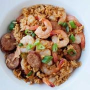 large bowl of jambalaya