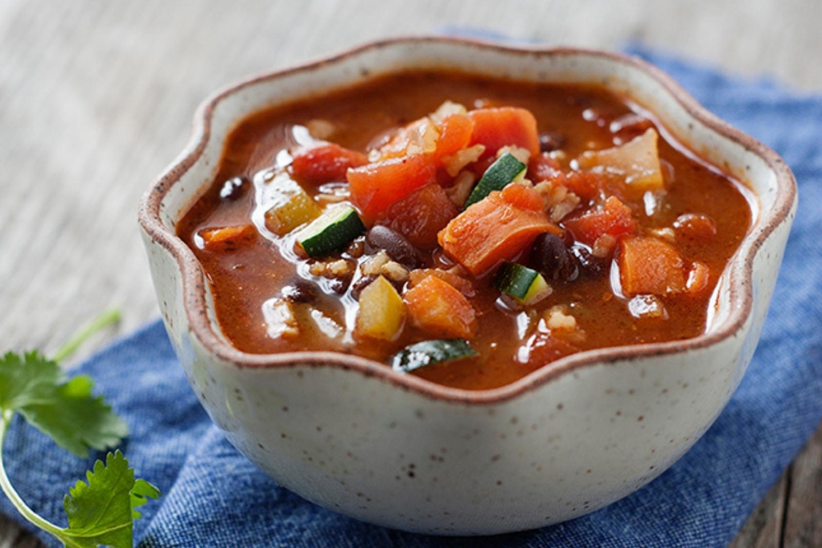 a bowl of vegetable bean soup
