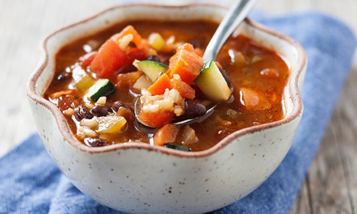 a bowl of vegetable bean soup