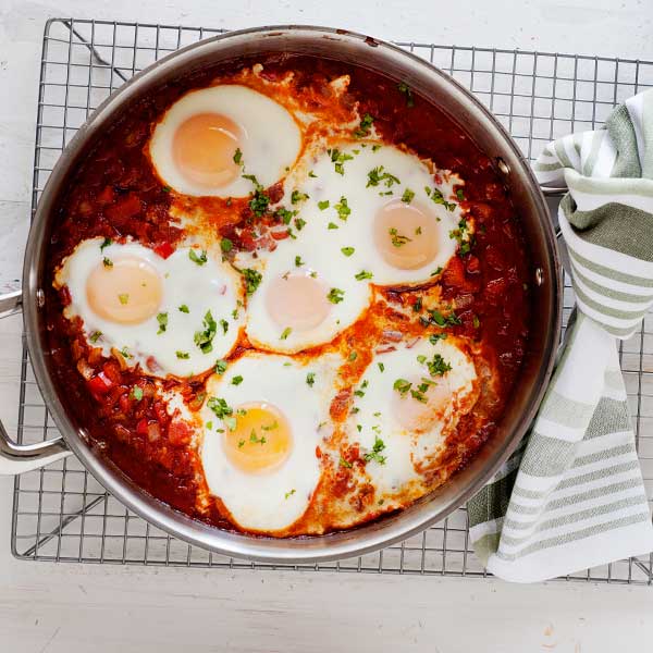 large skillet of shakshuka