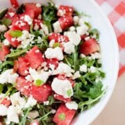 watermelon feta salad in a large bowl