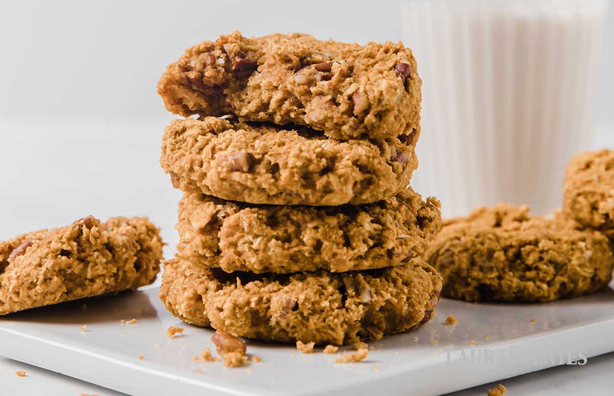 stack of oatmeal protein cookies
