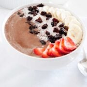High Fiber and Protein Chocolate Smoothie Bowl in a bowl