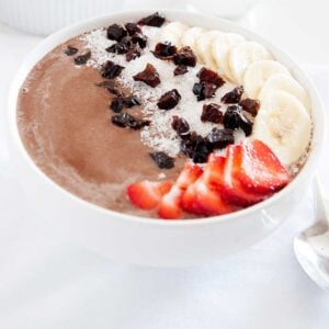 High Fiber and Protein Chocolate Smoothie Bowl in a bowl