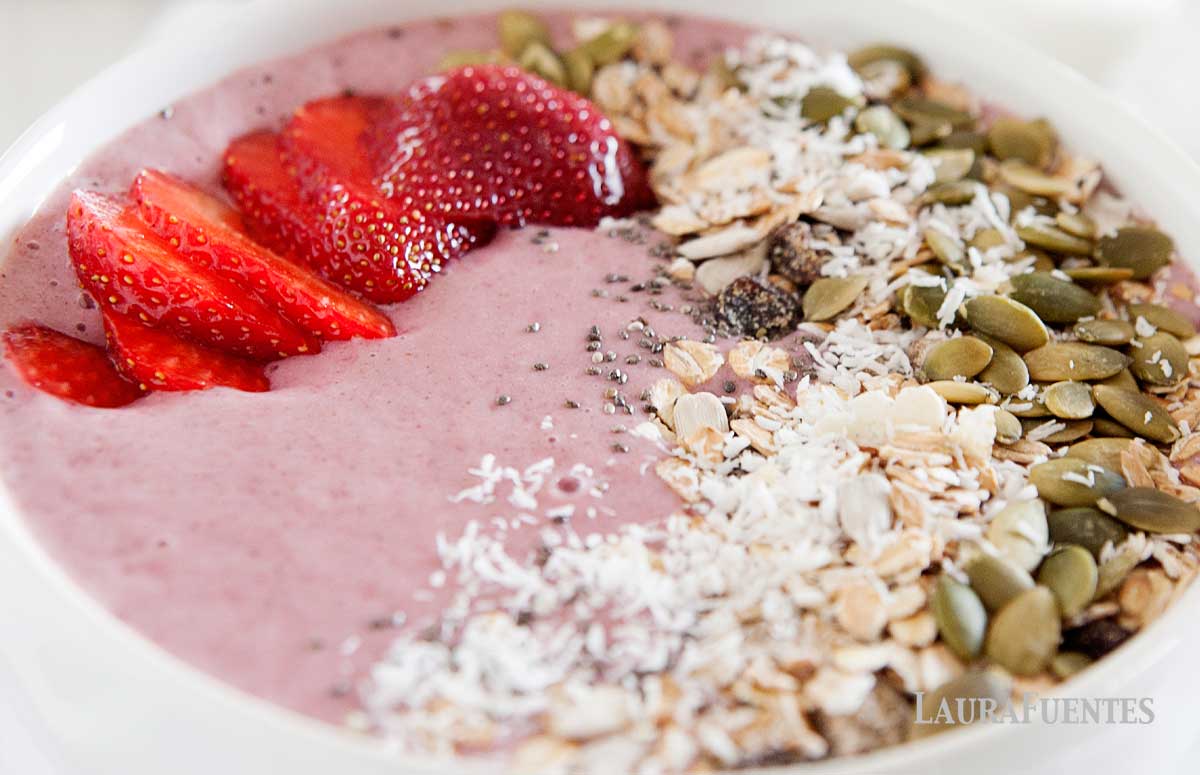 Strawberries and Cream Lower Sugar Smoothie Bowl