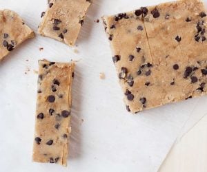 small loaf of healthy blondies with three slices cut off the end