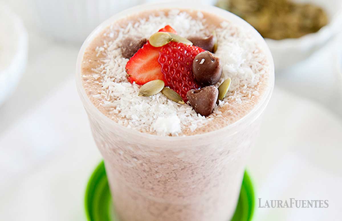 healthy coffee smoothie in a plastic container