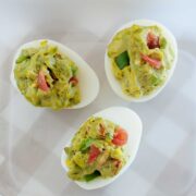 Closeup of Guacamole Deviled Eggs