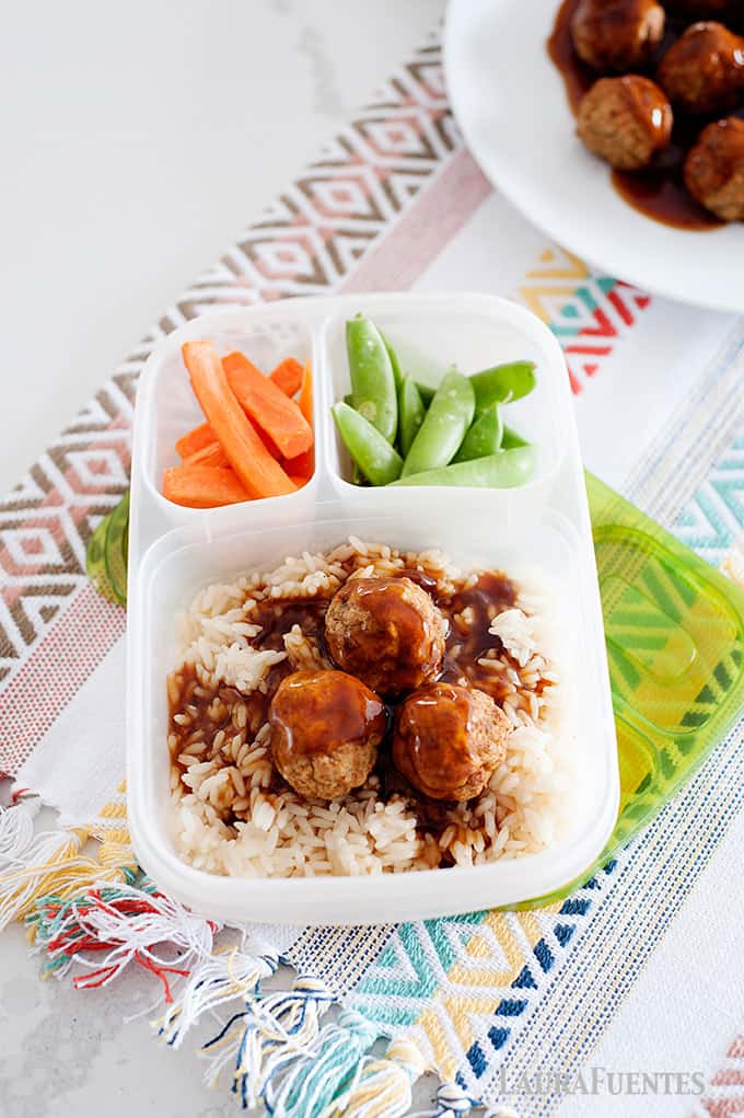 sweet and sour meatballs lunch box