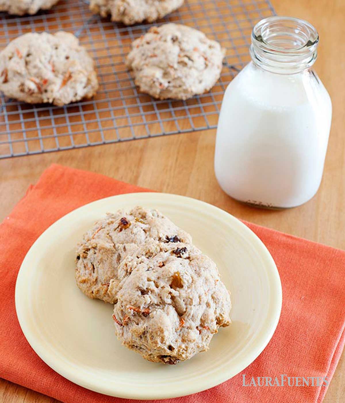 Carrot cake scones on a plate