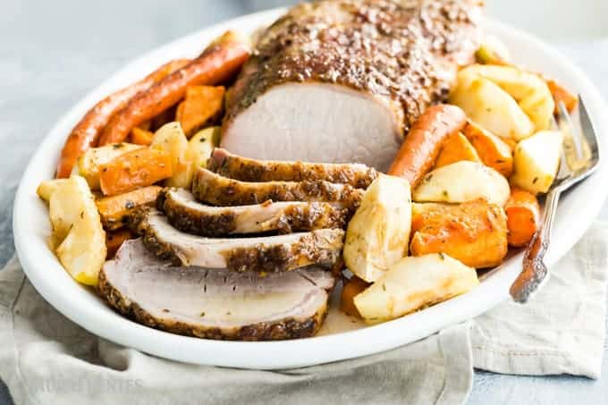 Baked Pork Loin Roast with Sweet Potatoes and Apples
