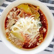 top view of a bowl of no bake lasagna
