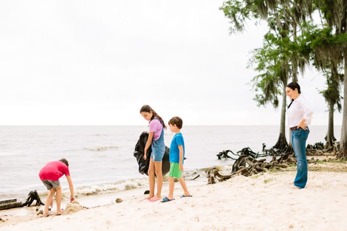 beach cleanup with kids