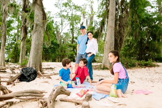 beach cleanup with family