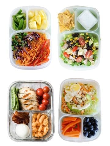 four cold lunch ideas packed inside lunchboxes