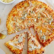 loaded buffalo chicken pizza