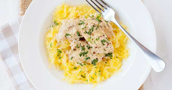 Garlic Butter Chicken Spaghetti Squash - Laura Fuentes