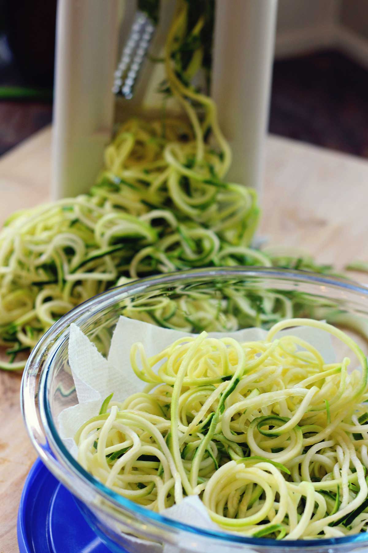 large bowl of spiralized zucchini