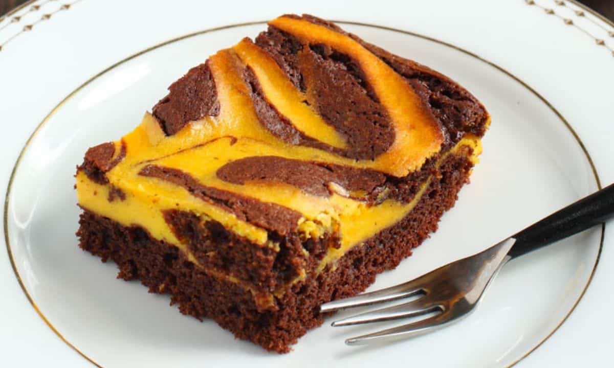 a piece of pumpkin brownie